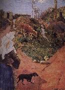 Paul Gauguin Brittany woman with calf France oil painting artist